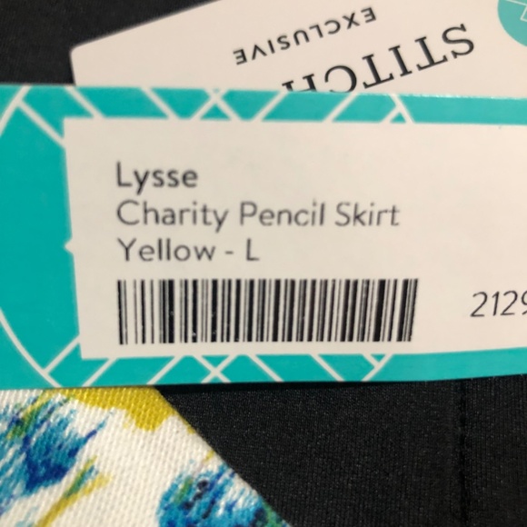 NEW LYSSE’ Charity Pencil Skirt Size Large Blue Yellow White Business Workwear - Picture 5 of 8